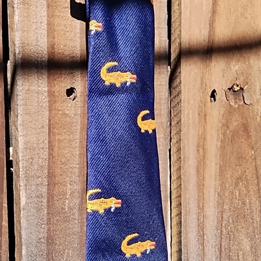 Navy & Orange Alligator Tie - Picture 3 of 10